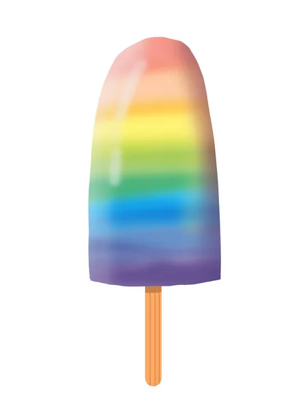 Ijs Regenboog Stok Met Houten Stok — Stockfoto