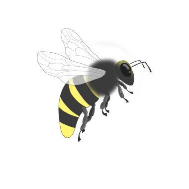 Illustration of a digital bee striped in black and yellow clipart