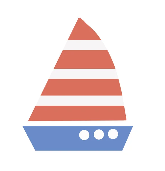 Illustration Eines Rot Blauen Segelbootes Grafischen Stil Mit Streifen Auf — Stockfoto