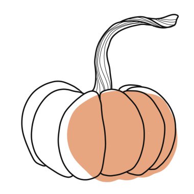 Çizgi sanatı tarzında kısmi boyalı bir balkabağı tasviri