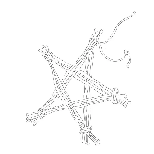 Иллюстрация Пятиконечная Звезда Сделанная Завязанных Веток Стиле Пентаграммы — стоковое фото