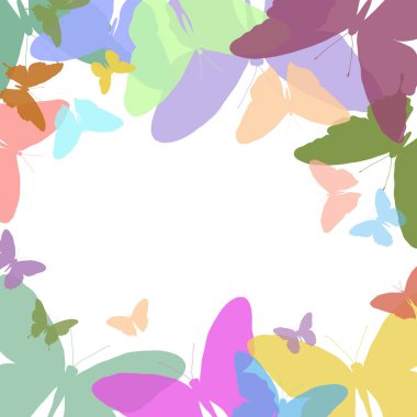 Renkli kanatları ve metin arkaplanı için yeri olan egzotik kelebekler.