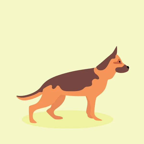 Duitse Herder Hond Puppy Huisdier Platte Vector Geïsoleerd Ontwerp Concept — Stockvector