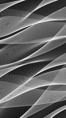 Derinlikli dinamik siyah beyaz soyut eğriler