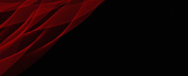 Siyah yatay düzlemde zarif kırmızı kıvrımlar