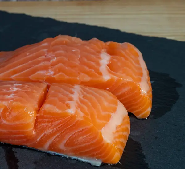 Close up of raw salmon fillet. — Stock Photo, Image