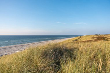 Güzel kumlu plajıyla sonsuz denizin tepelerini seyret. Açık gökyüzü sakin ve geniş bir atmosfer yaratır..