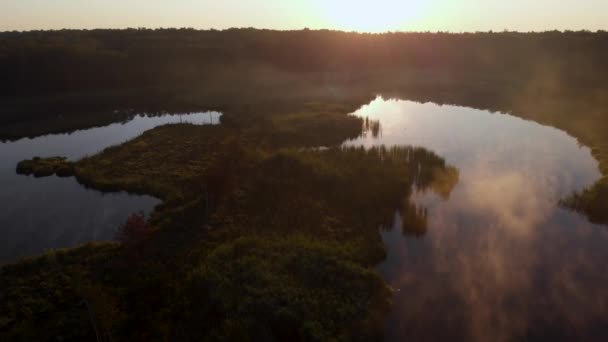 Névoa Clara Sobre Lago Nascer Sol Manhã Enevoada Sobre Lago — Vídeo de Stock