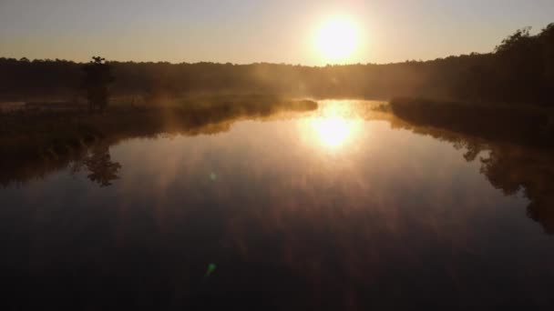Vue Aérienne Lac Soleil Reflété Par Eau Eau Fumante Lac — Video