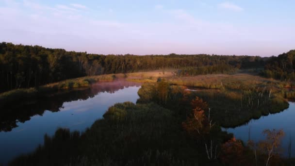 Brouillard Léger Dessus Lac Lever Soleil Matin Brumeux Sur Lac — Video