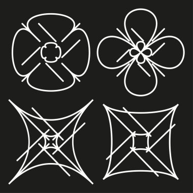 Soyut simge koleksiyonu. Geometrik çizgi sembolleri. Modern figür seti. Vektör yaratıcı illüstrasyon. EPS 10.