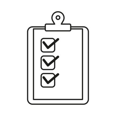 Kontrol listesi panosu simgesi. Görev yönetimi sembolü. İş Planlama Vektörü. Tamamlanmış liste çizimi. EPS 10.