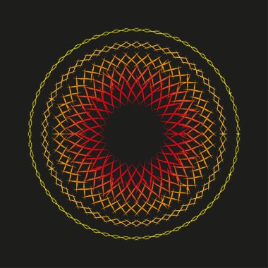 Soyut geometrik yıldızlar. Dikenli çizgi motifi. Tek renkli dekoratif element. Vektör sanat illüstrasyonu. EPS 10.