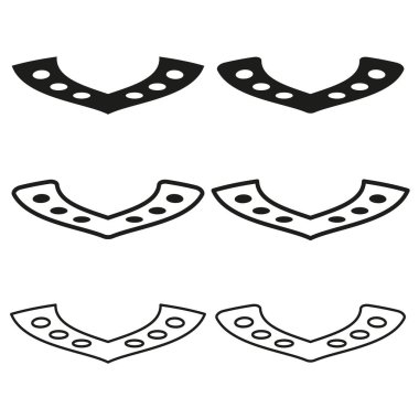 Yakalı rozetler. Siyah vuruş elementleri. Basit çizgi şekilleri. Vektör üniforması ayrıntıları. EPS 10.