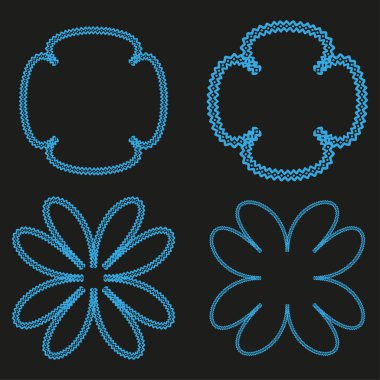 Mavi ok elementleri. Dairesel dönüş sembolleri. Siyah siyah arka plan. Vektör hareketi grafikleri. EPS 10.