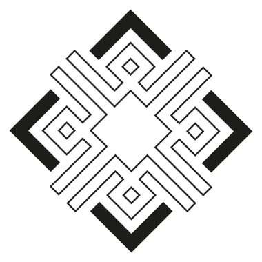 Geometrik modern süs. Soyut çizgi deseni. Minimalist labirent vektörü. Siyah beyaz sembol. EPS 10.