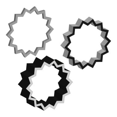 Soyut çember çerçeveleri. Dikenli sınır dekorasyonu. Tek renkli çizgi elementi. Vektör izole nesne. EPS 10.