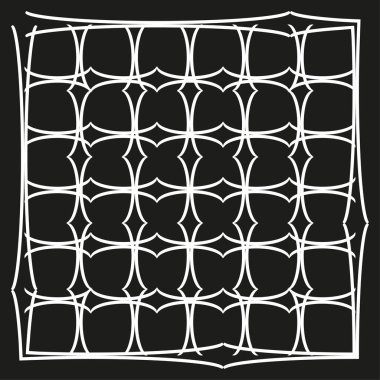 Geometrik kafes deseni. Tekrarlanan daire şekilleri. Soyut Vektör dokusu. Siyah beyaz element. EPS 10.
