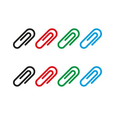 Ataç simgesi. Ofis malzemesi taşıyıcısı. Çok renkli klasör detayı. Basit bir kırtasiye sembolü. EPS 10.