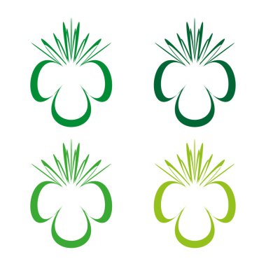 Yeşil soyut şekiller. Şekil verilmiş yaprak elementleri. Dinamik doğal semboller. Vektör organik çizim. EPS 10.