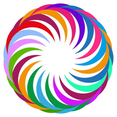 Soyut girdap çemberi. Dinamik dönüş etkisi. Renkli spektrum vektörü. Geometrik optik illüzyon. EPS 10.