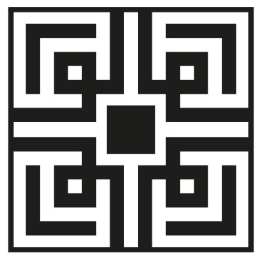 Geometrik kare süsü. Soyut çizgi deseni. Minimalist labirent vektörü. Siyah beyaz çerçeve. EPS 10.