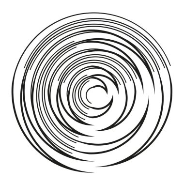 Soyut spiral çizim. Dinamik girdap şekli. Dairesel hareket grafiği. Vektör hattı sanatı. EPS 10.