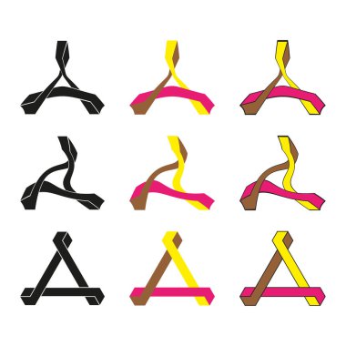 Askılık takımı. Soyut üçgen şekilleri. Renkli aksanlar. Moda öğeleri. EPS 10.