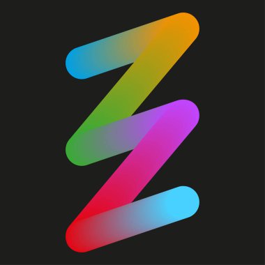 Soyut kıvrımlı şekil. Akışkan gradyan formu. Siyah arkaplan vektör ögesi. Dinamik sanatsal illüstrasyon. EPS 10.