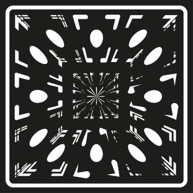 Soyut geometrik desen. Süslü yıldız elementi. Karmaşık dekoratif tasarım. Vektör grafik çizimi. EPS 10.