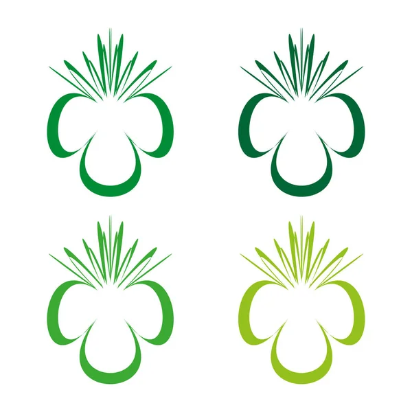 Yeşil soyut şekiller. Şekil verilmiş yaprak elementleri. Dinamik doğal semboller. Vektör organik çizim. EPS 10.