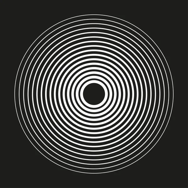 Soyut spiral desen. Eşmerkezli daire tasarımı. Siyah beyaz dokular. Optik hareket arkaplanı. EPS 10.