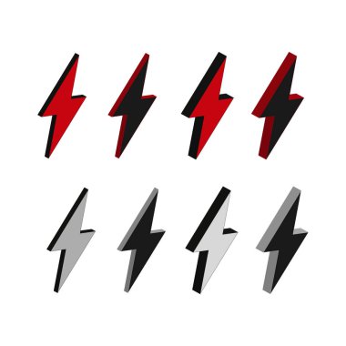 Şimşek simgesi. Gök gürültüsü sembolü çizimi. Siyah beyaz vektör. Elektrik flaş amblemi. EPS 10.