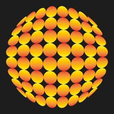 Çoklu küre küresi. Turuncu sarı eğim. Soyut Vektör teknolojisi. Geometrik gezegen şekli. EPS 10.