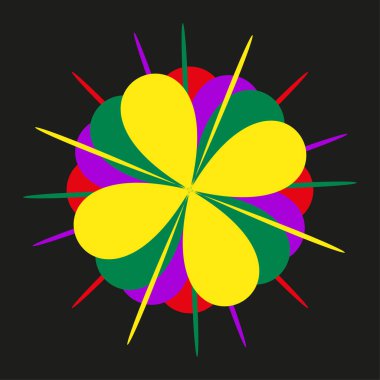 Soyut çiçek elementi. Renkli çiçek deseni. Geometrik çiçek vektörü. Parlak grafik tasarımı. EPS 10.