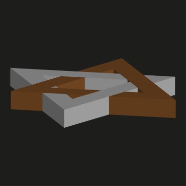 Star David figure. Intertwined 3D triangles. Geometric element Vector. Dark background shape. EPS 10.