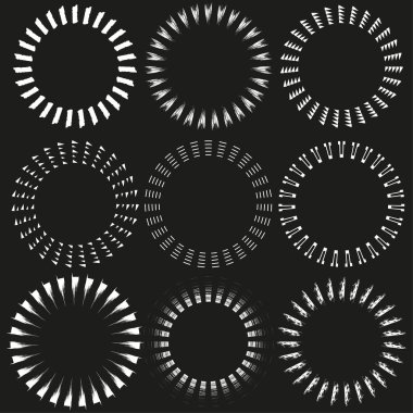 Abstract circle clusters. Interlocked ring symbol. Geometric pattern Vector. Minimalist line shape set. EPS 10.