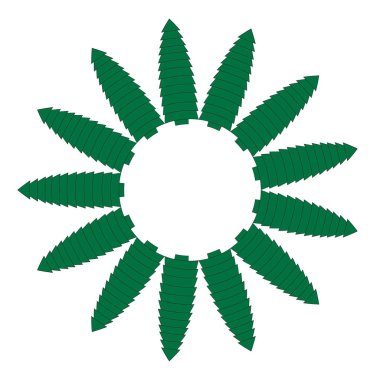 Abstract pine elements. Geometric tree bloom. Christmas border Vector. Circular plant pattern. EPS 10.