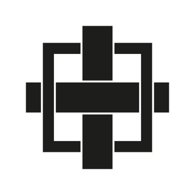 Interlaced cross symbol. Black solid shape. Geometric element Vector. Minimalist modern icon. EPS 10.