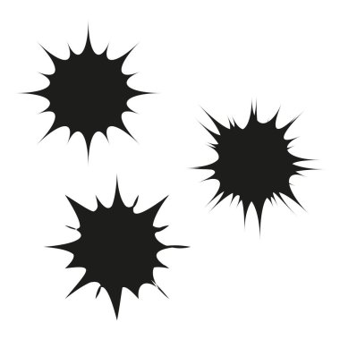 Abstract burst forms. Dynamic shape set. Explosion element Vector. Minimal black white graphic. EPS 10.
