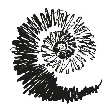 Soyut spiral karalama. El çizimi eskiz. Grunge Girdap Vektörü. Mürekkep şekli. EPS 10.