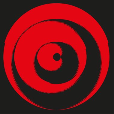 Soyut fırça sarmalı. Kırmızı dinamik daire. Grunge Girdap Vektörü. Karanlık arka plan hareketi. EPS 10.