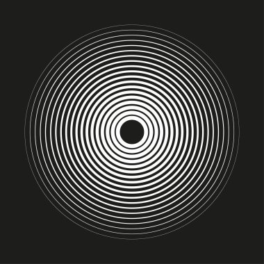 Beyaz daire tüneli. Radar dalga vektörü. Hipnotik yüzük sanatı. Yuvarlak ses. EPS 10.