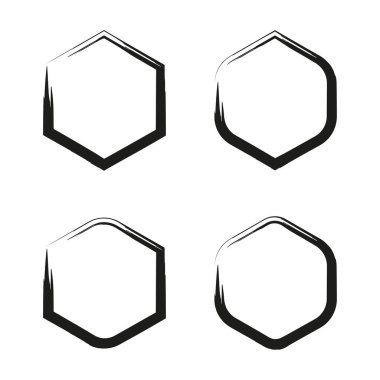 Siyah altıgen çerçeve. Fırça boyası şeklinde. Geometrik sınır vektörü. Mürekkep hazır. EPS 10.