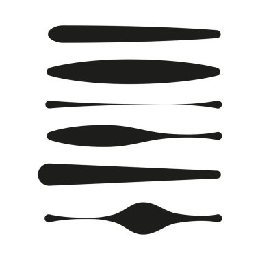 Siyah fırça darbesi. Mürekkep lekesi yerleştirildi. Sanat çizgisi Vektörü. Boya şekli. EPS 10.