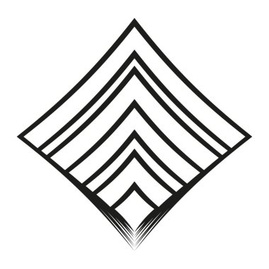 Elmas sembolü. Geometrik açı vektörü. Yuvarlak çizgi şeklinde. Keskin ok sanatı. EPS 10.