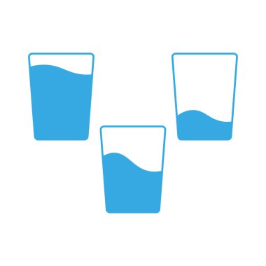 Mavi su bardağı. Sıvı düzeyi vektörü. Hacim bardağı iç. Aqua gemisi. EPS 10.