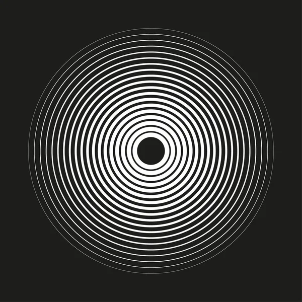Beyaz daire tüneli. Radar dalga vektörü. Hipnotik yüzük sanatı. Yuvarlak ses. EPS 10.