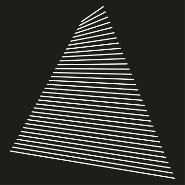 Doğrusal piramit şekli. Üçgen çizgili vektör. Siyah arka plan kontrastı. Soyut geometrik form. EPS 10.