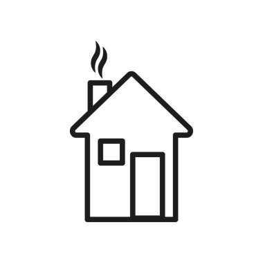 Ev ikonu. Baca duman vektörü. Emlak binasının sembolü. Kır evi tabelası. EPS 10.